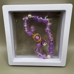 💜 Purple & Pearl Kuromi Beaded Charm Bracelet – NWOT